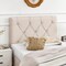 Beige Upholstered Twin Headboard with Adjustable Height, Button Tufted Design